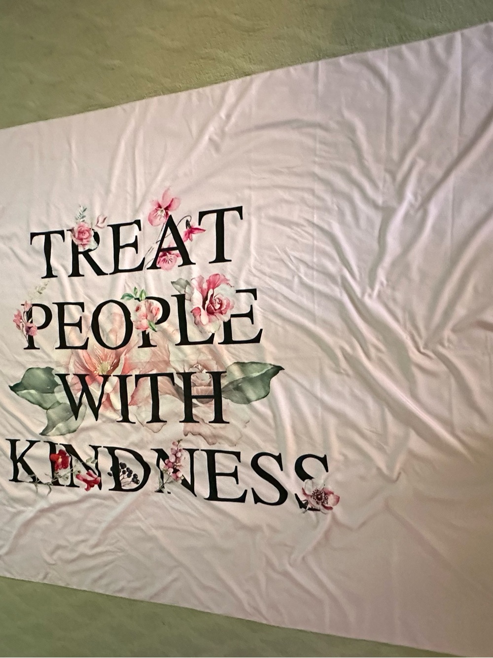 Treat People With Kindness Floral Wall Tapestry - Pink